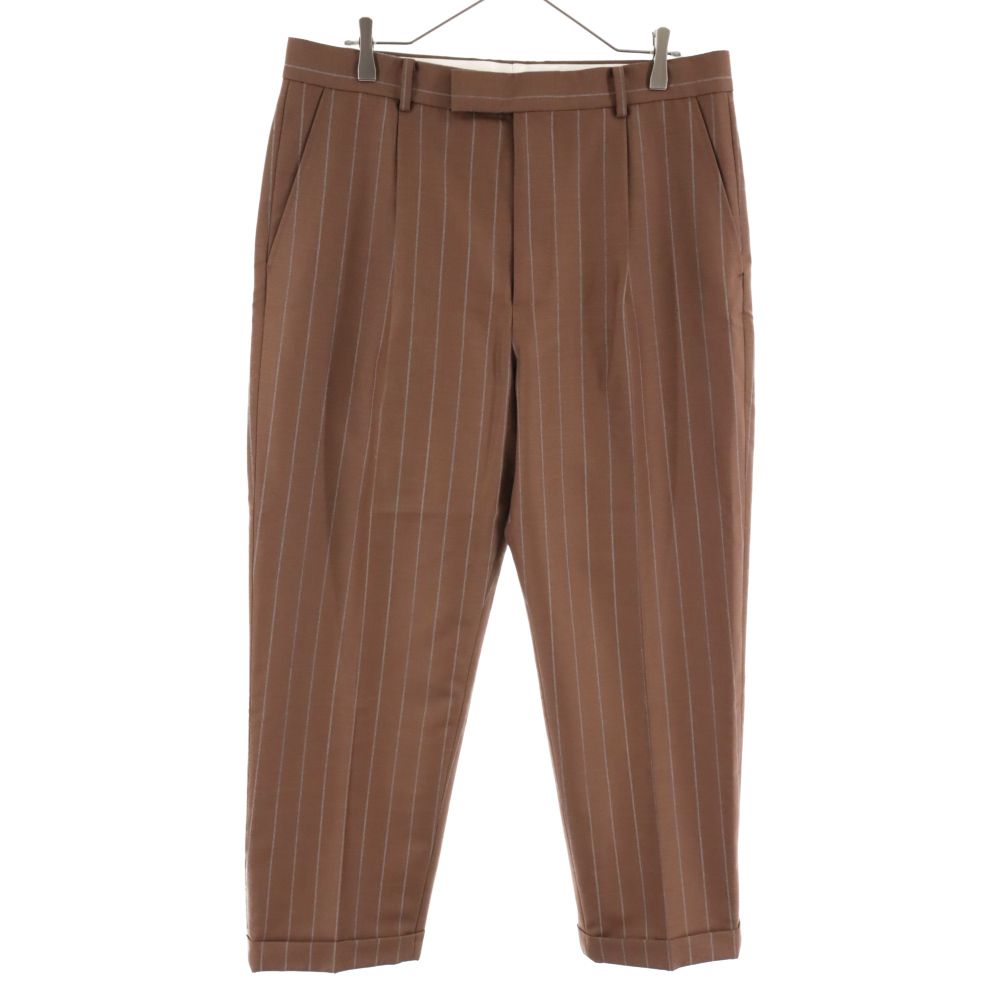 WACKO MARIA ワコマリア 22AW DORMEUIL / STRIPED PLEATED TROUSERS(TYPE-2) ドメール プリーツトラウザー モヘア混 ストライプウールスラックスパンツ ブラウン/グレー 22FW-WMP-TR20