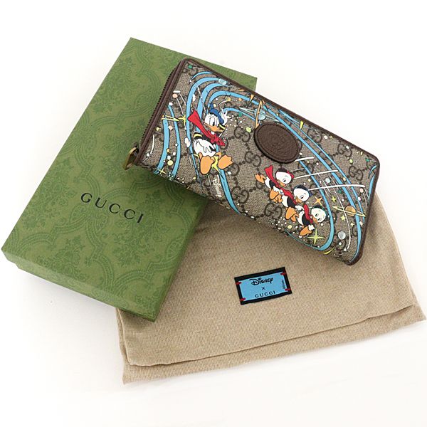 グッチ × ディズニー GUCCI Disney ジップアラウンドウォレット ラウンドファスナー長財布 GGスプリーム ドナルドダック 647940  未使用