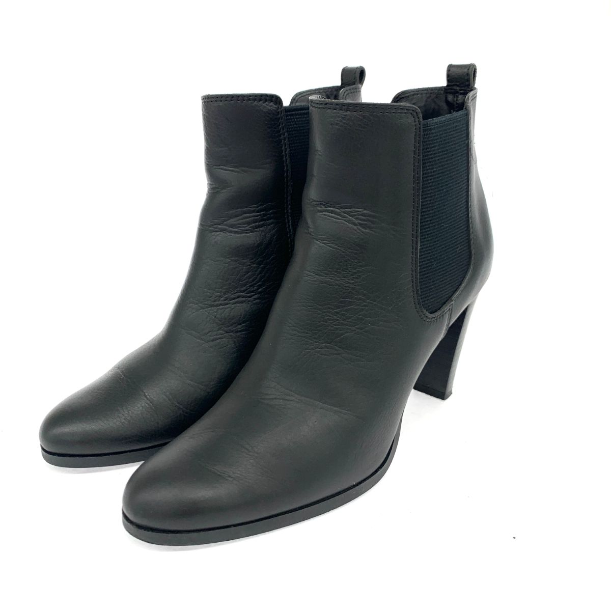 ブラックレザー サイドゴアブーツ　銀座かねまつ 良好 銀座かねまつ ギンザカネマツ サイドゴア ブーツ ブラック レザー