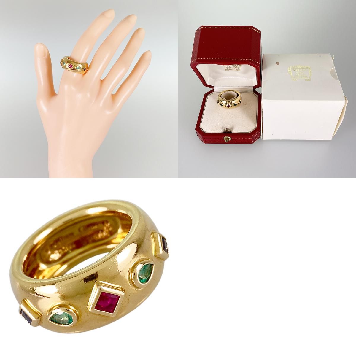 カルティエ Cartier ビザンチン K18YG エメラルド ルビー サファイア 