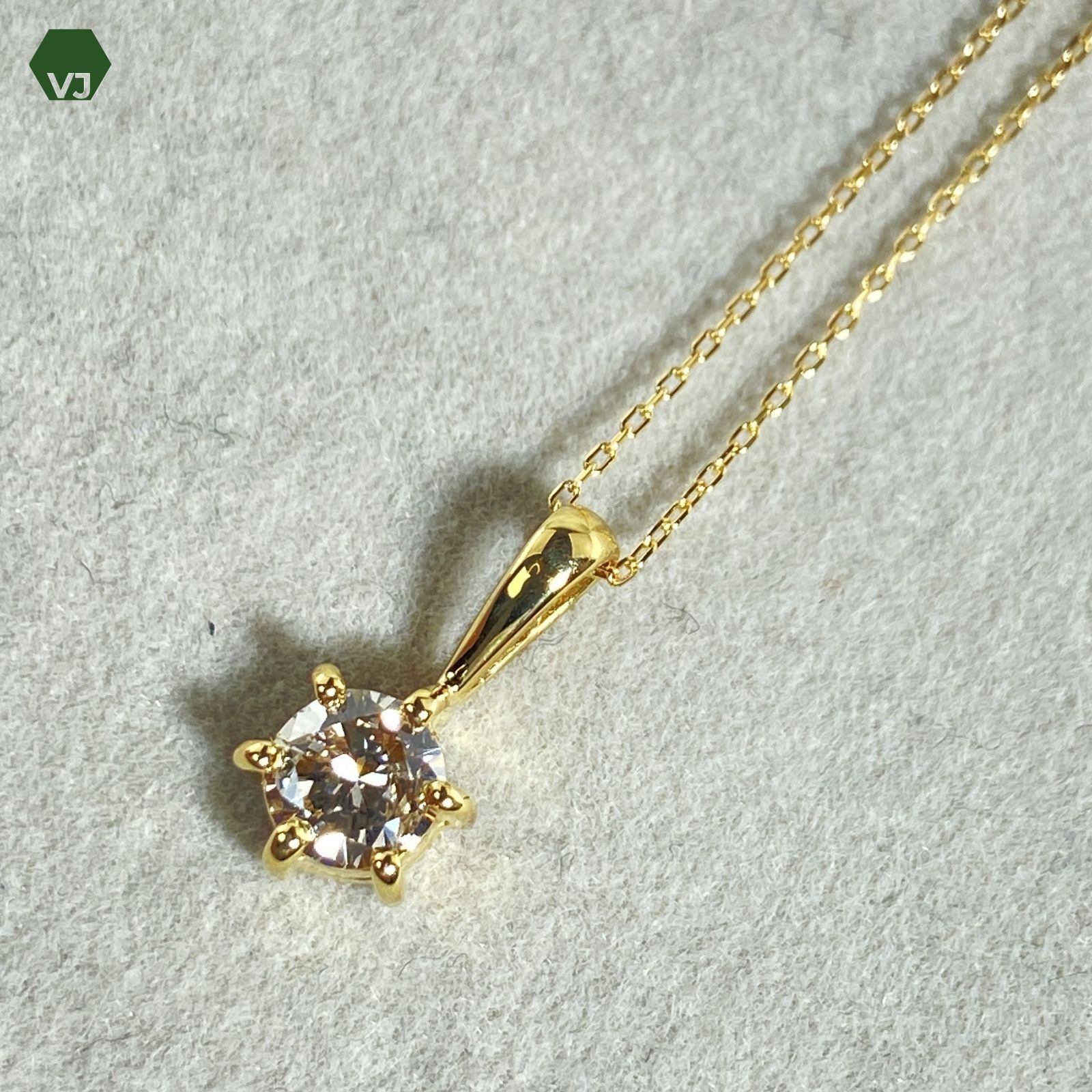 25‐09】一粒 ダイヤモンド ネックレス D0.43ct【中古】【K18YG】【40 