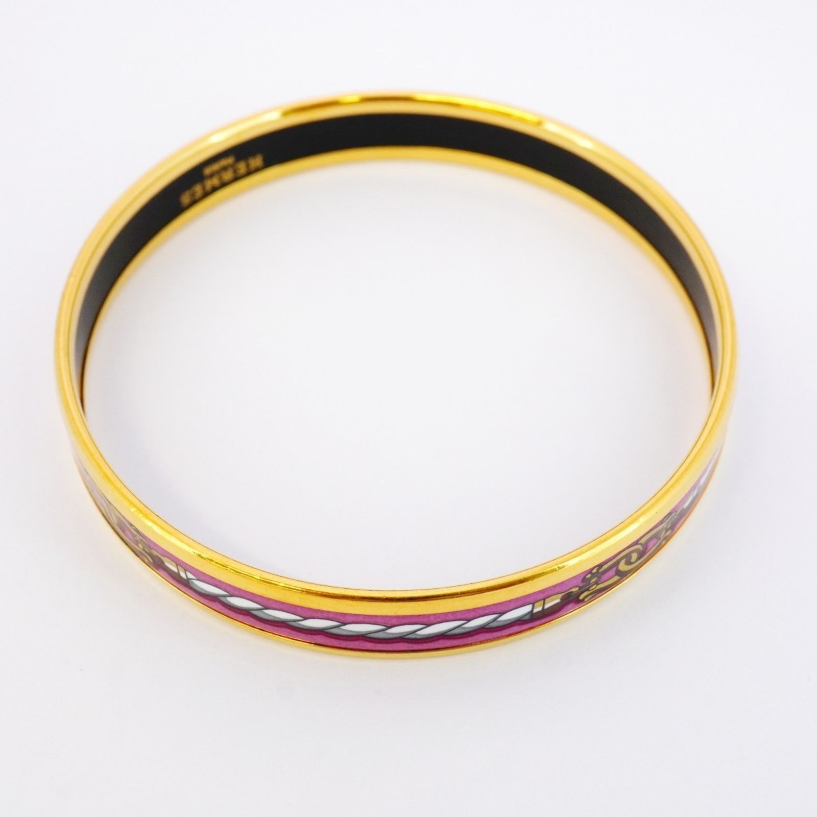エルメス Hermes エルメス バングル エマイユPM GPメッキ 七宝焼き ゴールド ピンクレディース