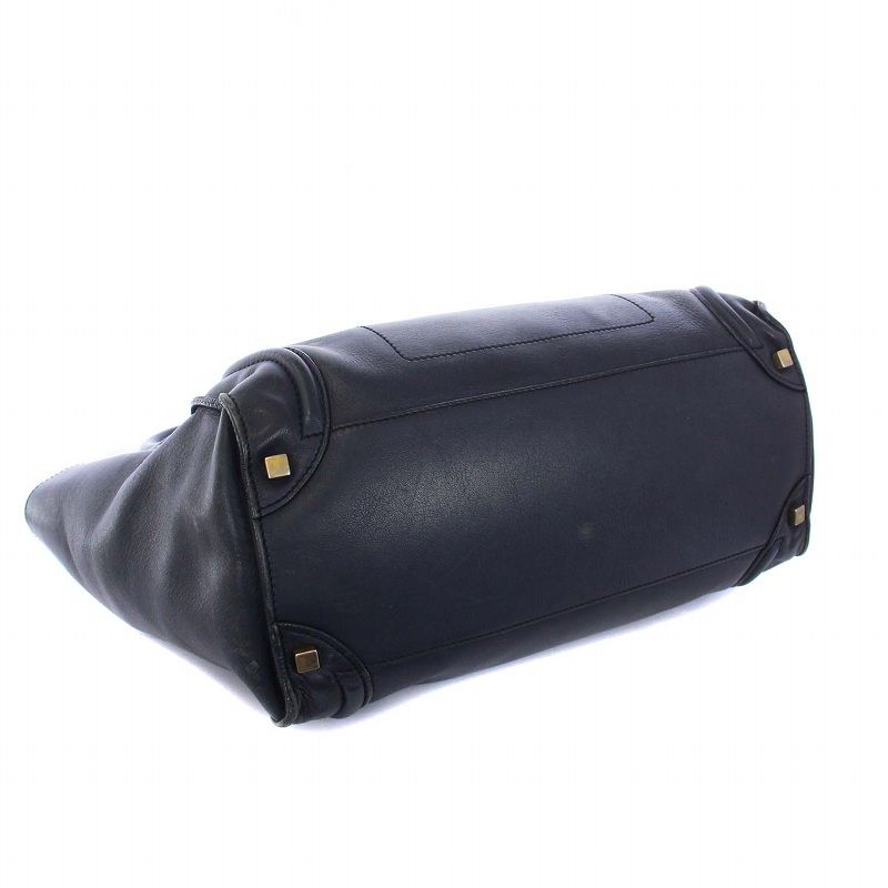 セリーヌ ラゲージ ファントム ハンド トートバッグ ロゴ レザー ネイビー 中古・古着通販】CELINE (セリーヌ) ラゲージファントムトート