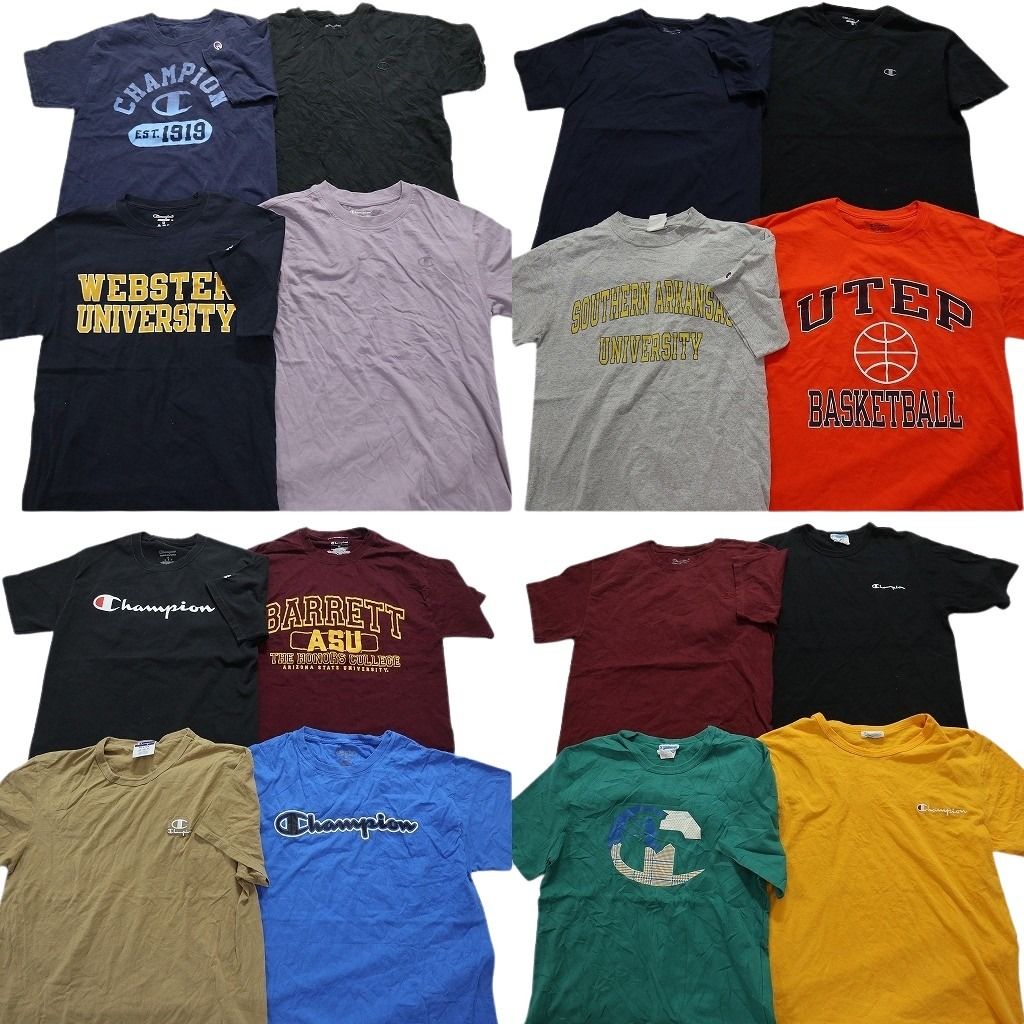 古着卸 チャンピオン 半袖Tシャツ 16枚セット メンズ M カレッジ風 ワンポイント チームロゴ プリントタグ 古着 NA1548