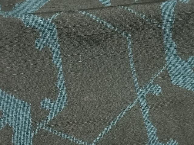 平和屋着物▽上質な紬 単衣 亀甲文様 黒地 正絹 逸品 未使用