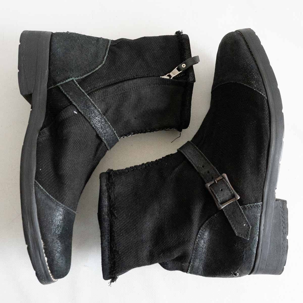 14th addiction フォーティーンスアディクション レザーブーツ 希少】14th addiction【キャンバス×レザー ブーツ】43 フォーティーン