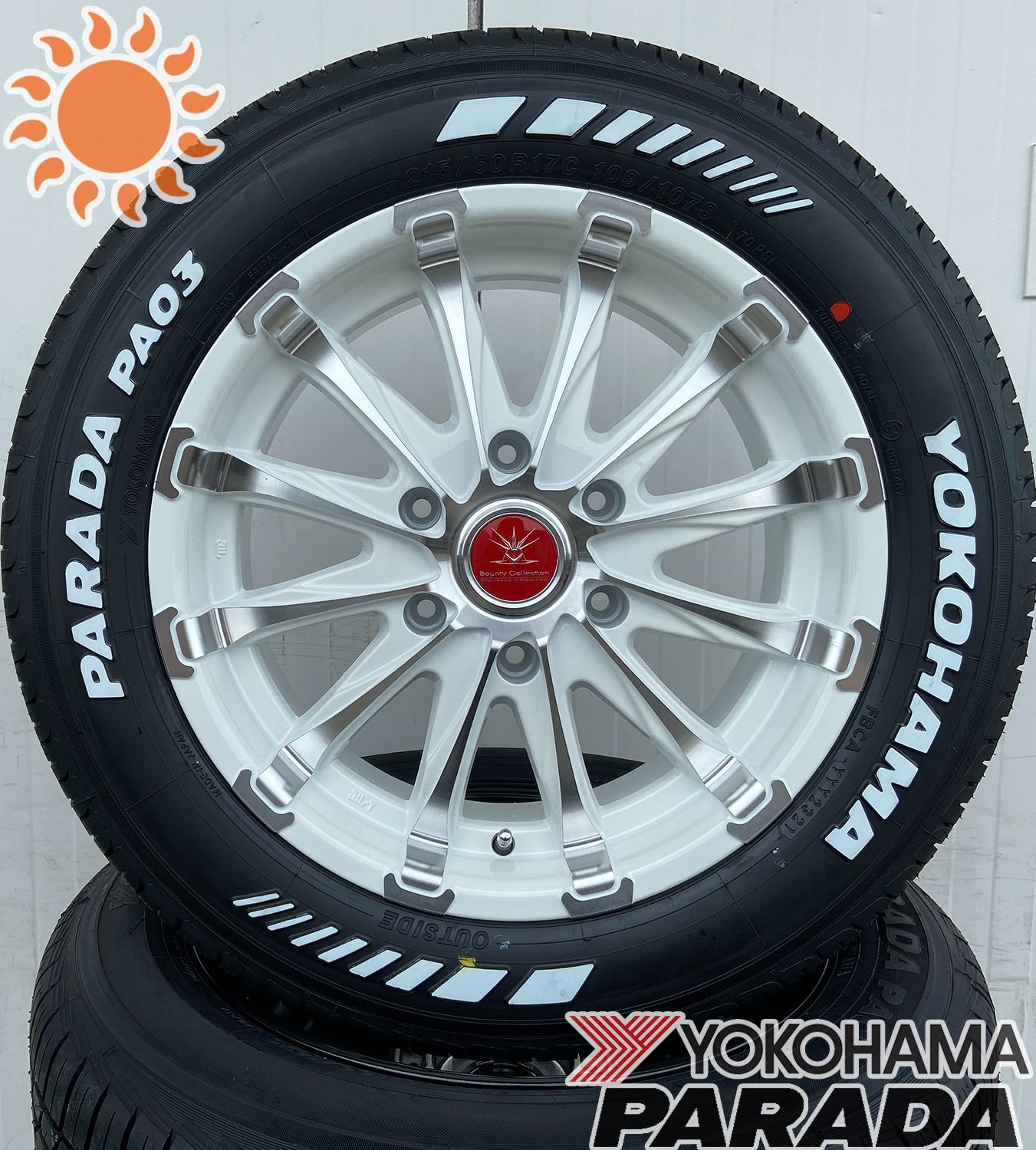 車検対応品 TOYOTA ハイエース（200系）タイヤホイールセット 4本セット 17インチ ヨコハマタイヤ パラダ YOKOHAMA PARADA  PA03 215/60R17 ホワイトレター - メルカリ