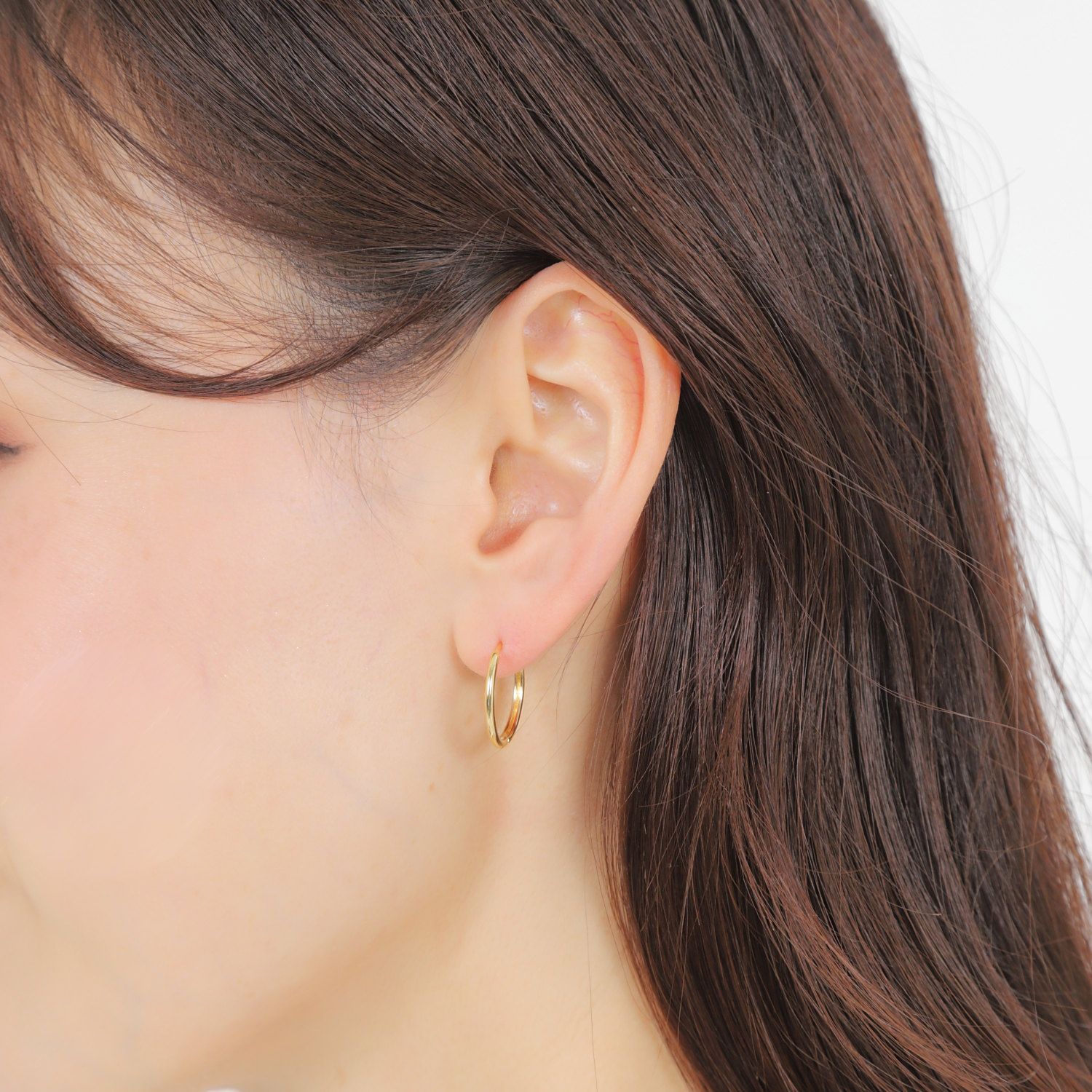18金 フープピアス 18×1.6mm 両耳 イエローゴールド リング ピアス 