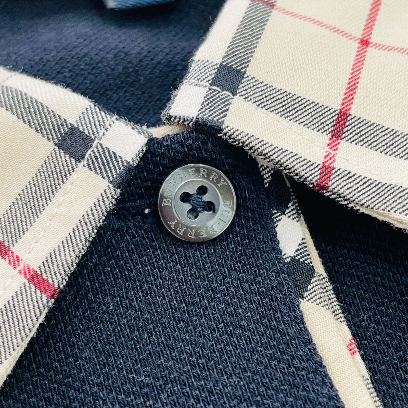 BURBERRY バーバリー ノバチェック ポロシャツ ネイビー M BURBERRY