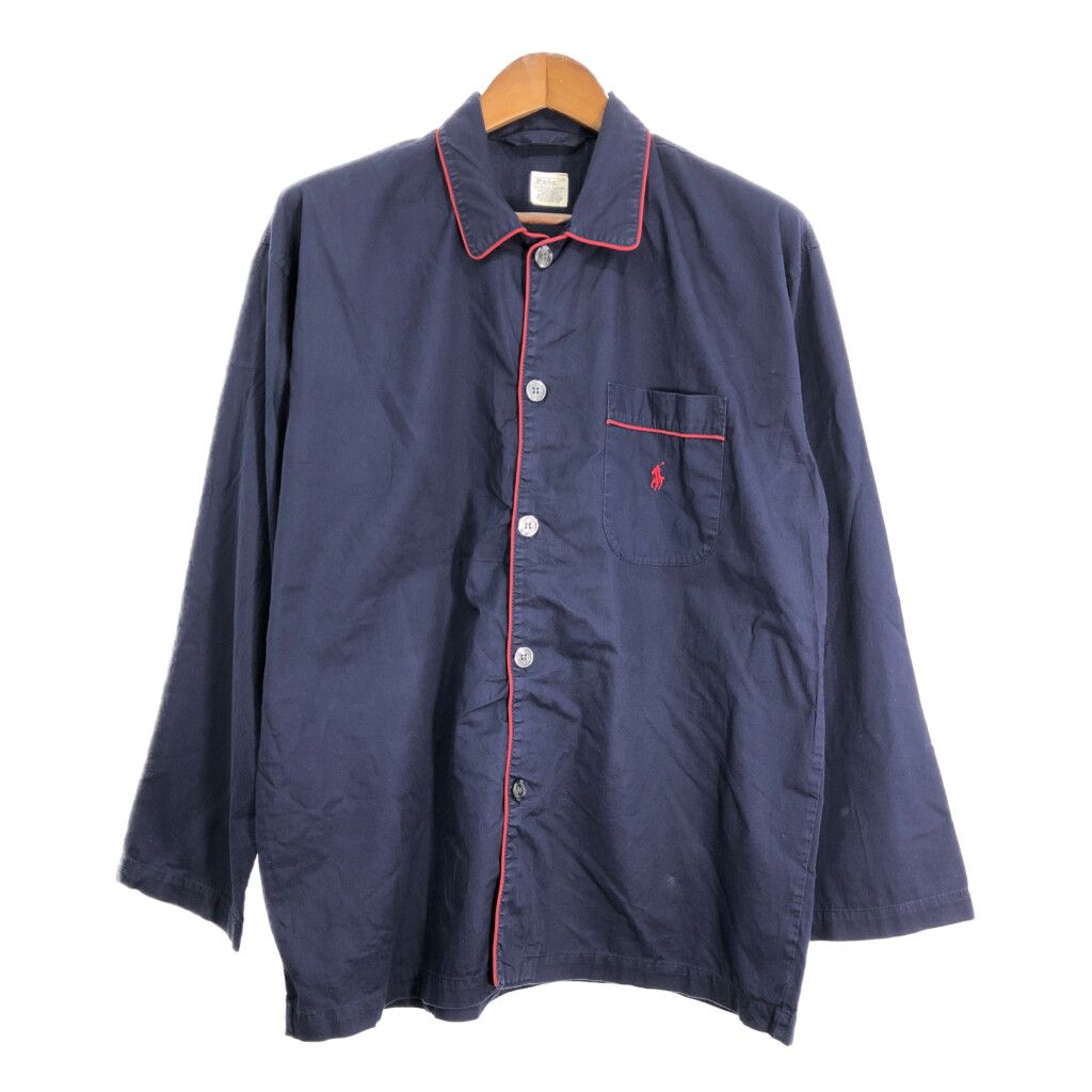 Polo by Ralph Lauren ポロ ラルフローレン UNDERWEAR パジャマシャツ ワンポイントロゴ ネイビー (メンズ S) 中古 古着 R7415