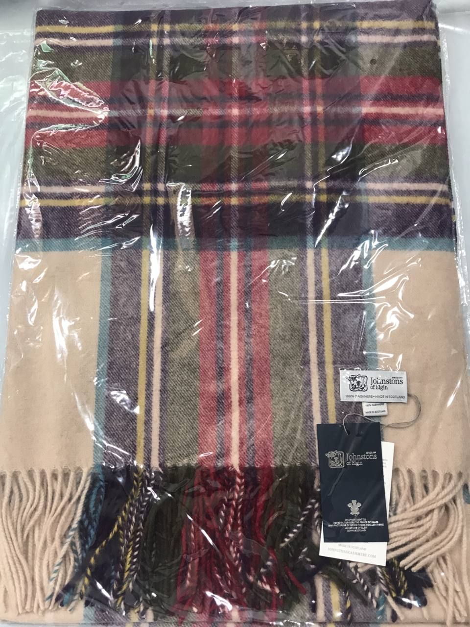 ギフト Johnstons of Elgin ジョンストンズ カシミヤ マフラー ストール チェック柄 大判 190×70cmHESSIAN DRESS STEWART