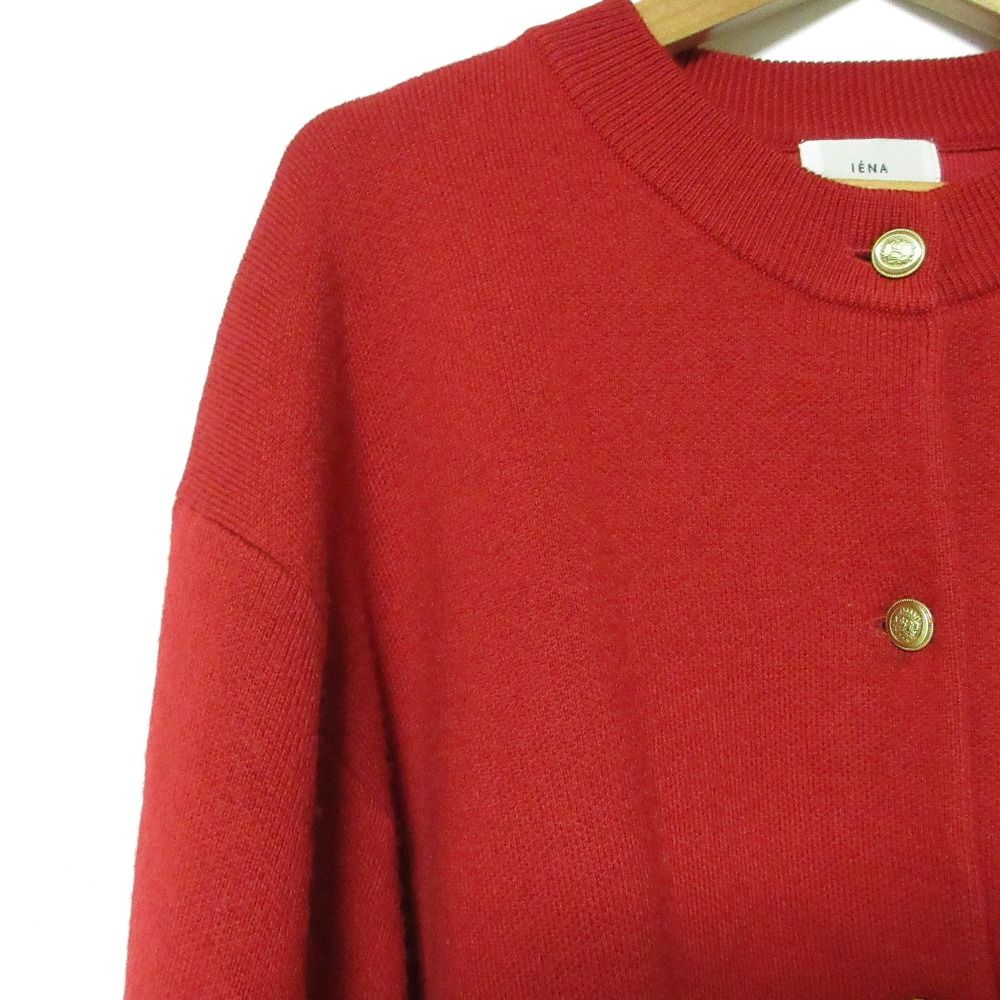 良品 22AW IENA イエナ 金釦 ダブルフェイスニットカーディガン 22080900079140 レッド レディース 古着 中古 良品 22AW IENA イエナ 金釦 ダブルフェイスニットカーディガン