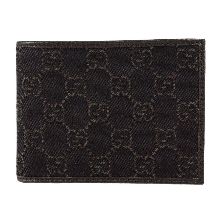 GUCCI グッチ 二つ折り財布 217044 GGキャンバス レザー ダーク