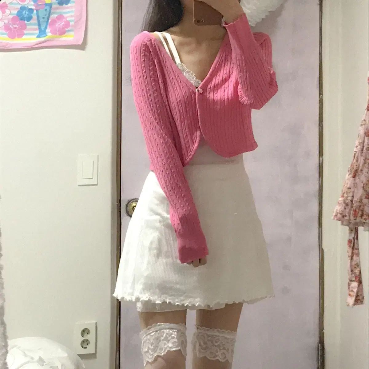 ヴィンテージ ピンク カーディガン ボレロ 姫ギャル ラテ こっけいな  