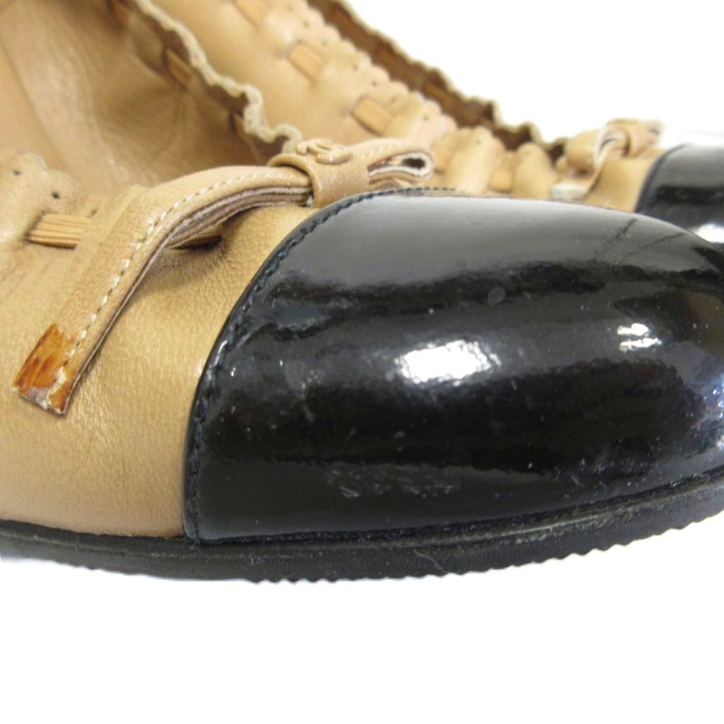 CHANEレザーエナメルベージュ パンプスココマーク37 CHANEレザーエナメルベージュ パンプスココマーク37