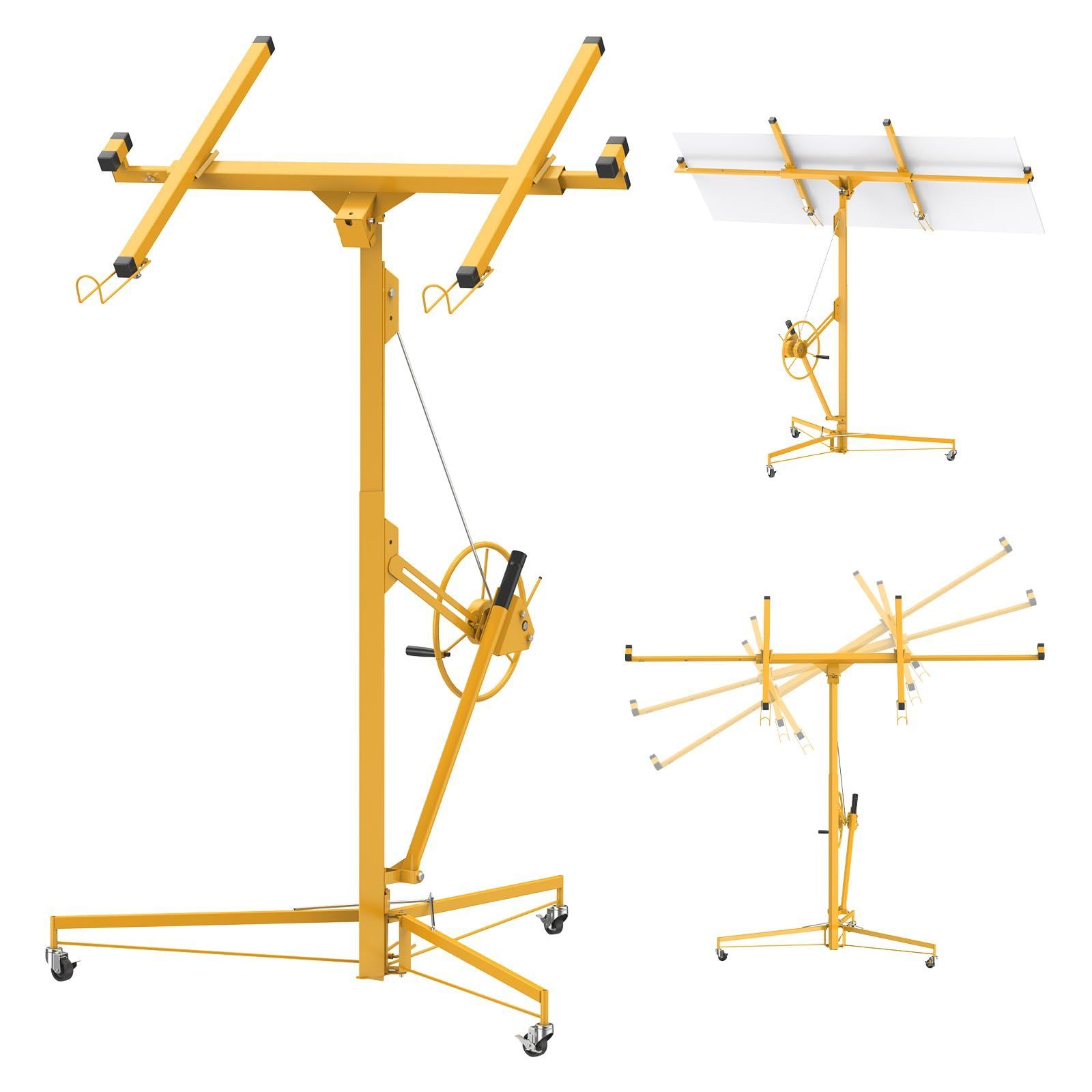 ガービー Garvee 乾式壁リフト 石膏ボードリフト ボードリフター 耐荷重68kg スチール製 キャスター付き 調節 な伸縮アーム 安定性 高耐久