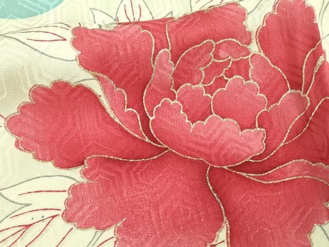 平和屋着物▽豪華振袖 単衣 草花文 金銀彩 正絹 逸品 DAAV9542sf  