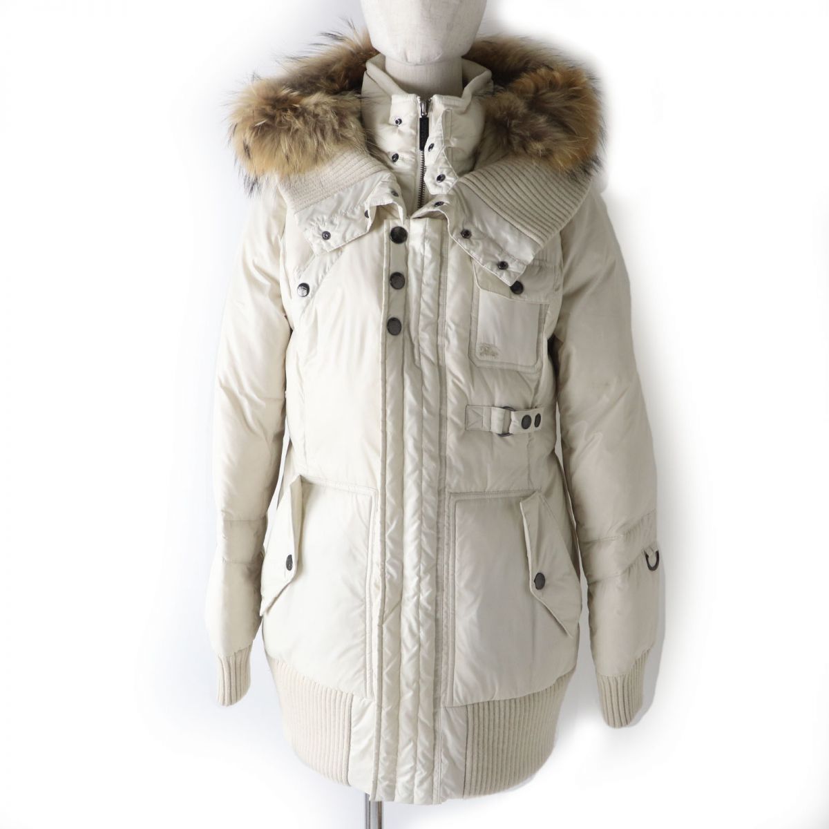 バーバリー ファー付きダウンジャケット アイボリー 【公式通販】