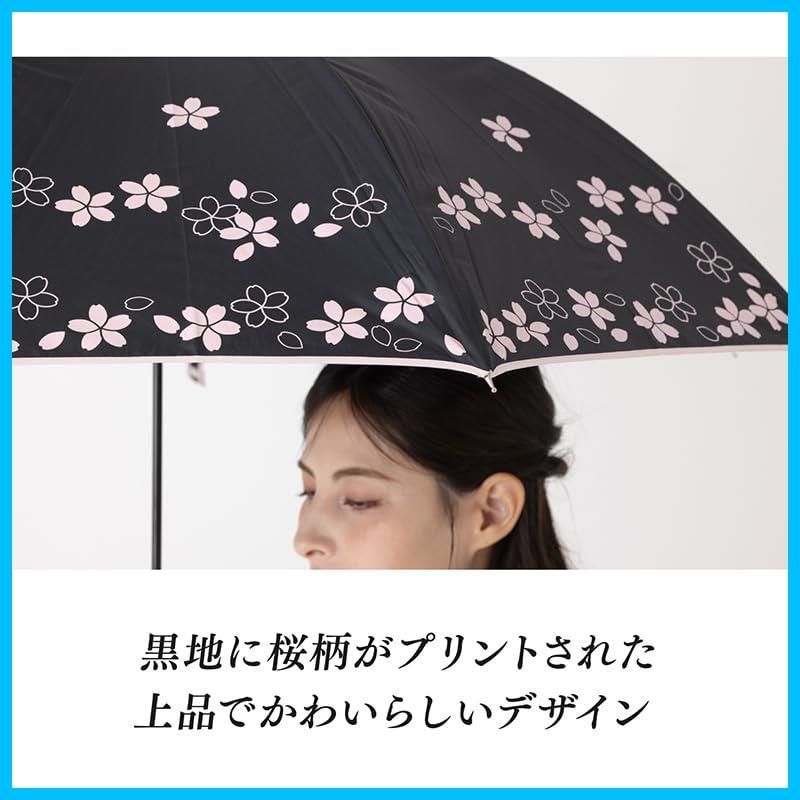 商品 日焼け対策 熱中症対策 軽量 ジャンプ傘 長傘 遮光 UVカット 60 cm チャーム付き ブラック 生地裏コーティング 紫外線遮蔽率99 桜柄 晴雨兼用傘 レディース 日傘