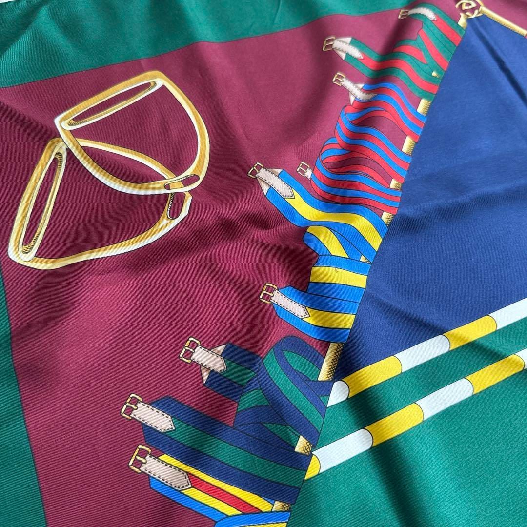 グッチ GUCCI 大判スカーフ バンダナ ホース 馬 緑 グリーン