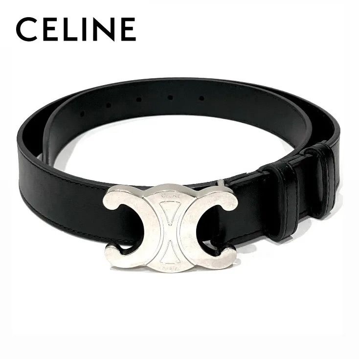 CELINE (セリーヌ) トリオンフバックルレザーベルト ブラック 楽天市場】CELINE セリーヌ ベルト TRIOMPHE BELT トリオンフ