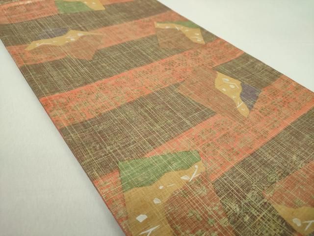 平和屋着物○石川県指定無形文化財 牛首紬 白山工房 手織り 全通柄袋帯