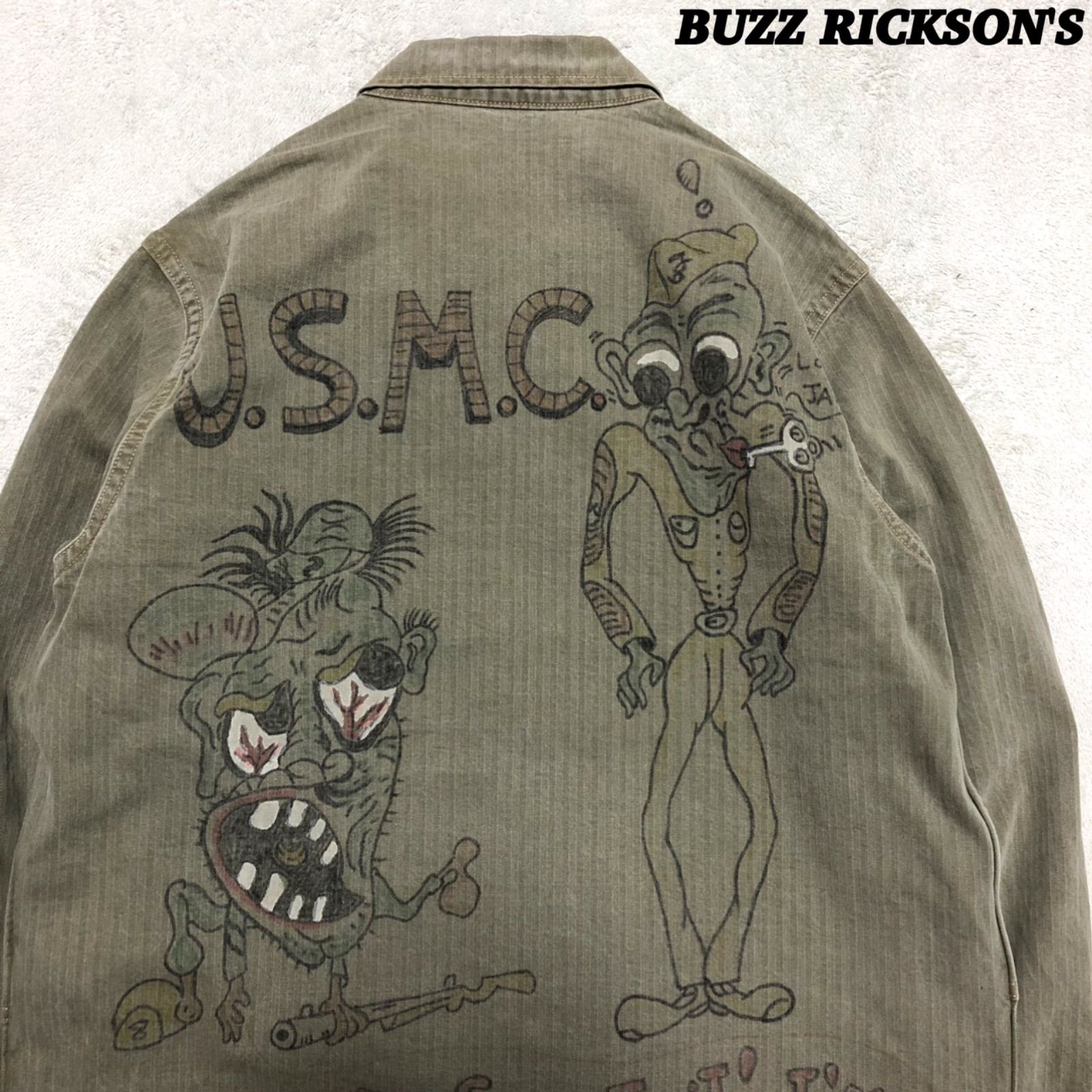 BUZZ RICKSON'S HERRINGBONE UTILITY JACKET HAND PAINT USMC