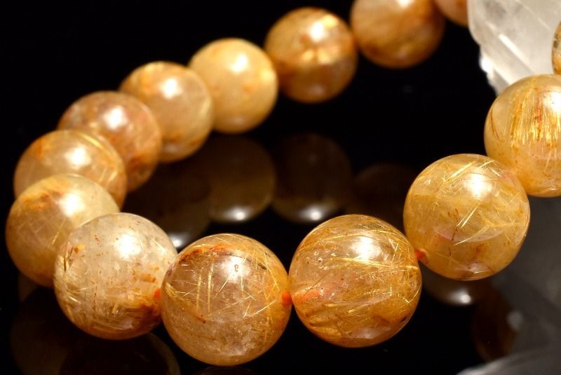 １点物 黄金の太針束 ゴールドタイチンルチルクォーツ 11.5-12mm ブレスレット パワーストーン 天然石 _MA8288