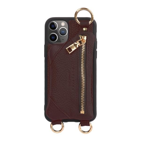 iPhone 11Pro ケース ショルダー ファスナー カバー カード 収納 ワイン 11Pro-Wine ケース iPhone ショルダー コインケース おしゃれ リングケース