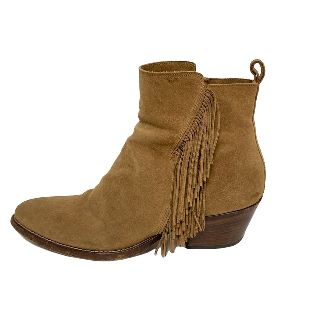 SARTORE サルトル ショートブーツ 37 レディース - ベージュ フリンジ