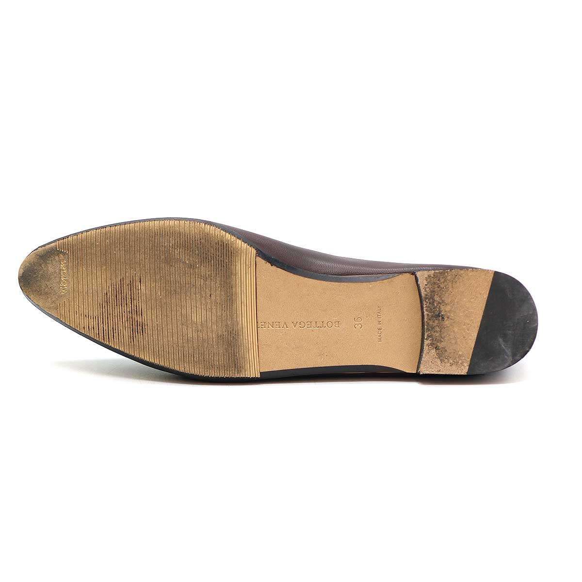 BOTTEGA VENETA ボッテガヴェネタ レザーフラットシューズ ブラウン 36 