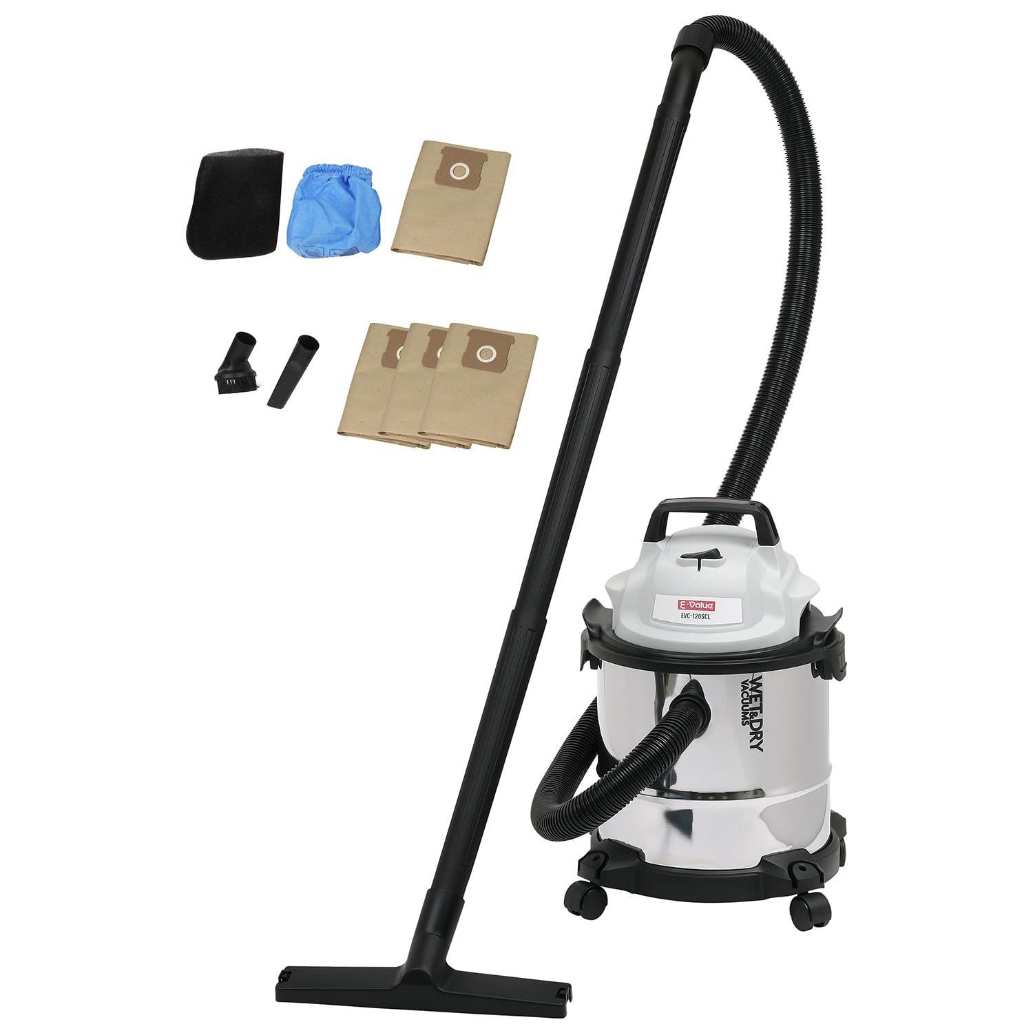 イーバリュー(E-Value) 乾湿両用掃除機 12L EVC-120SCL+集塵袋3枚入付き