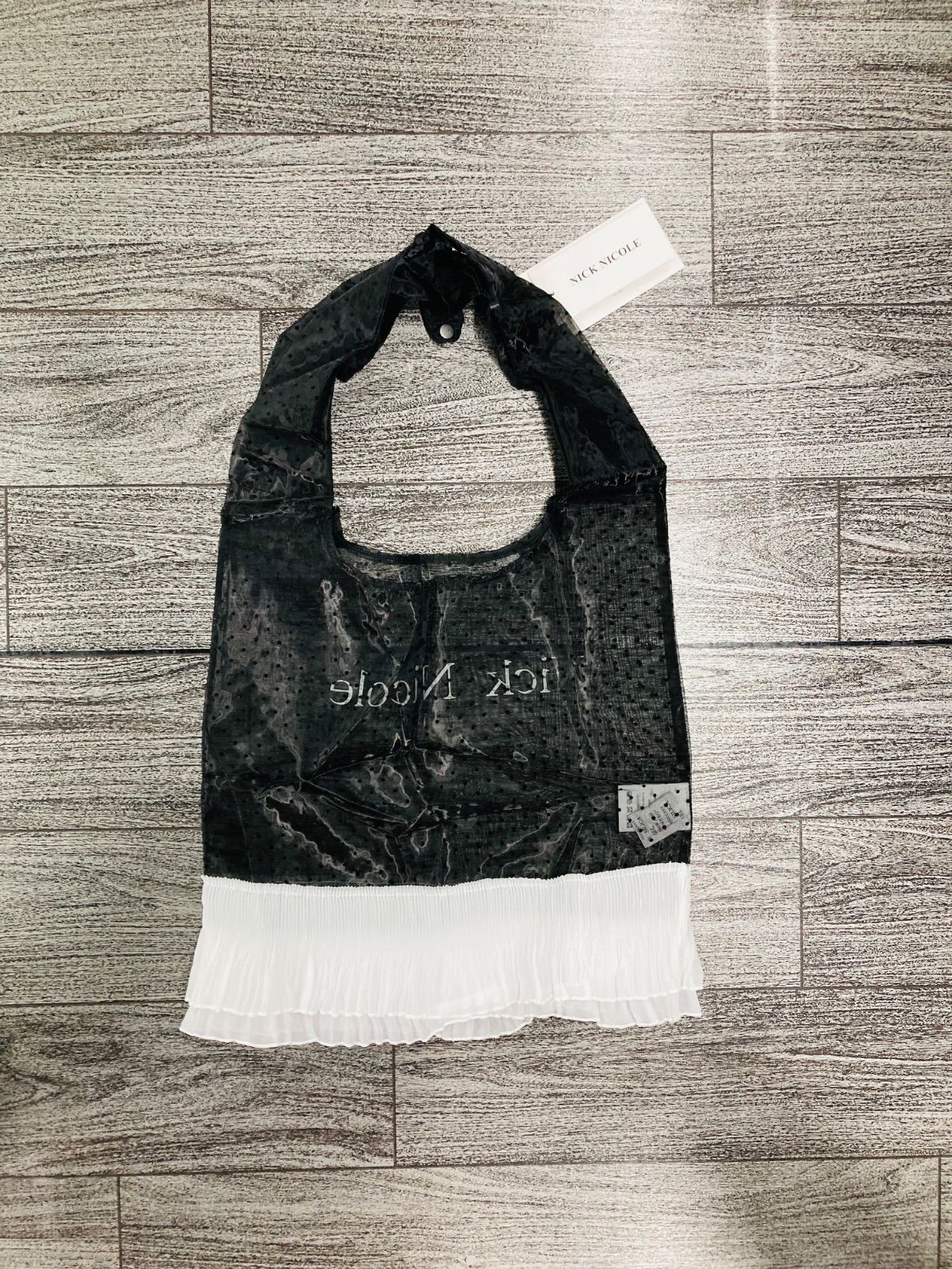 韓国現地 NICK-NICOLE バッグ ブラック 生地薄い 丈夫 半透明 フリーサイズ Ｎ -9F-008