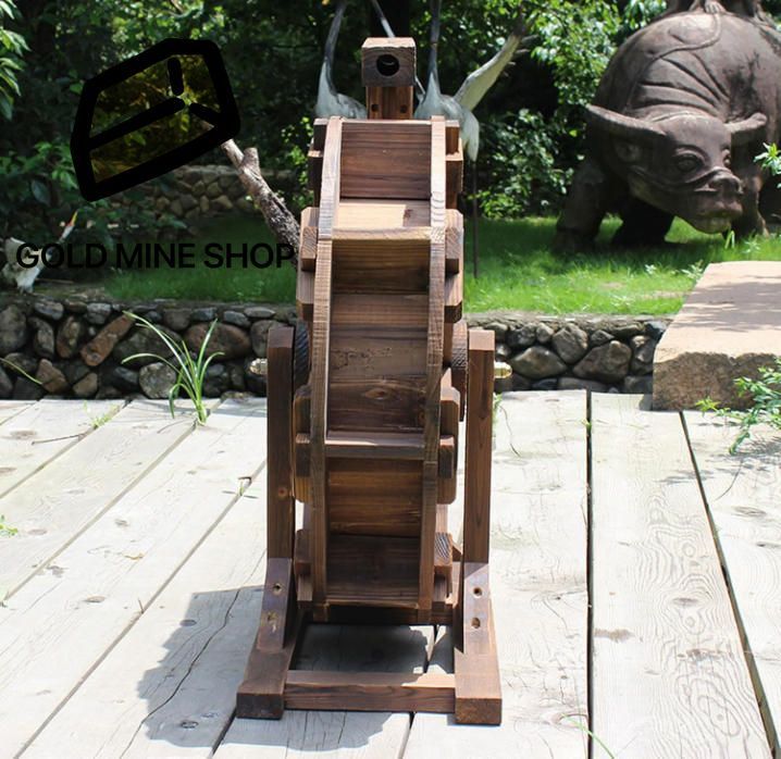 木製水車噴水 ヴィンテージ屋外屋内バルコニー装飾滝噴水 プール循環 スタンド付き自立型水車噴水 STEELWINDOWSANDDOORS_COM