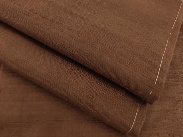 平和屋着物○上質な紬 色無地 赤褐色 正絹 逸品 AAAZ4764ck
