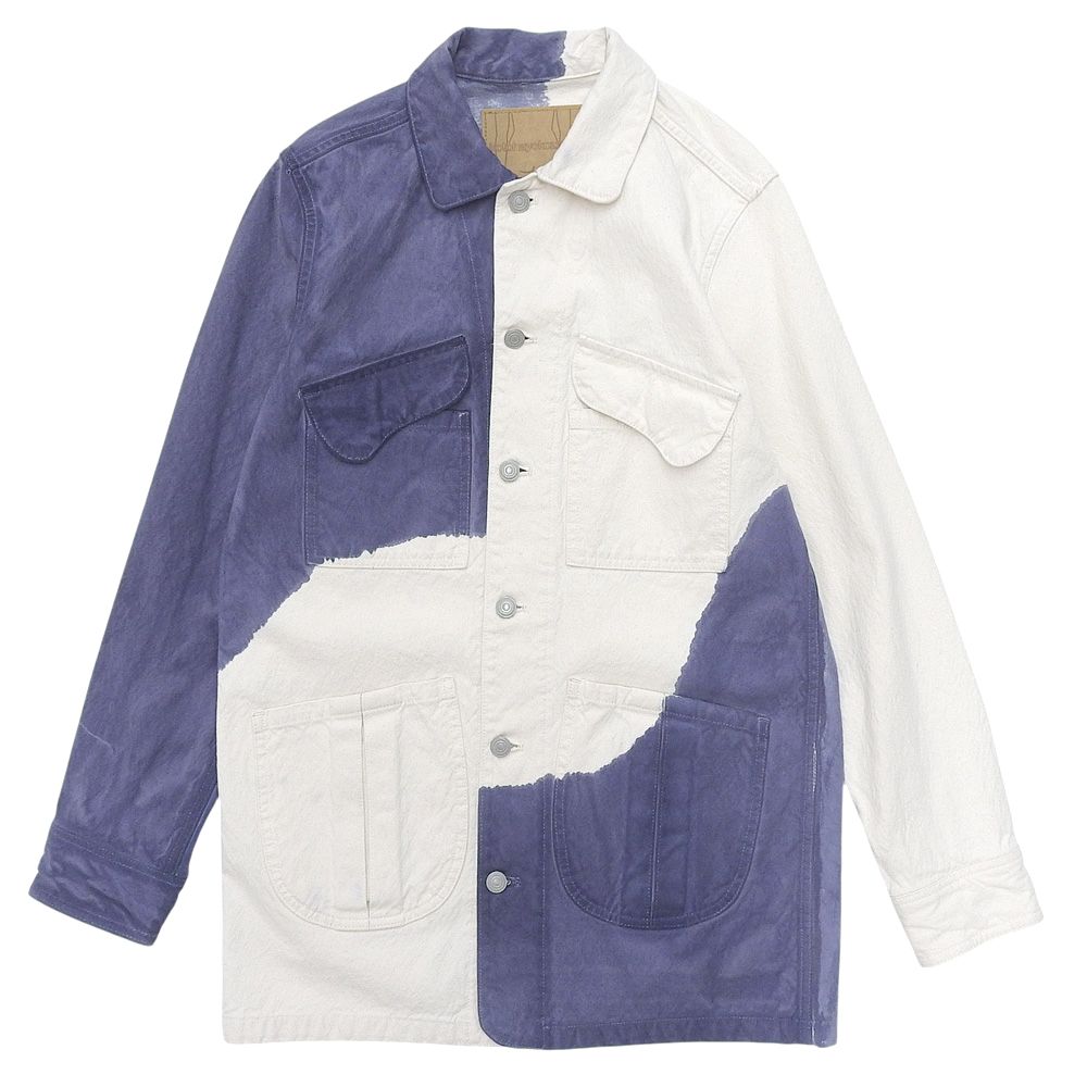 Kotohayokozawa コトハヨコザワ HAND PAITED BEER JACKET デニムカバーオール アウター レディース コットン ホワイト×ネイビー