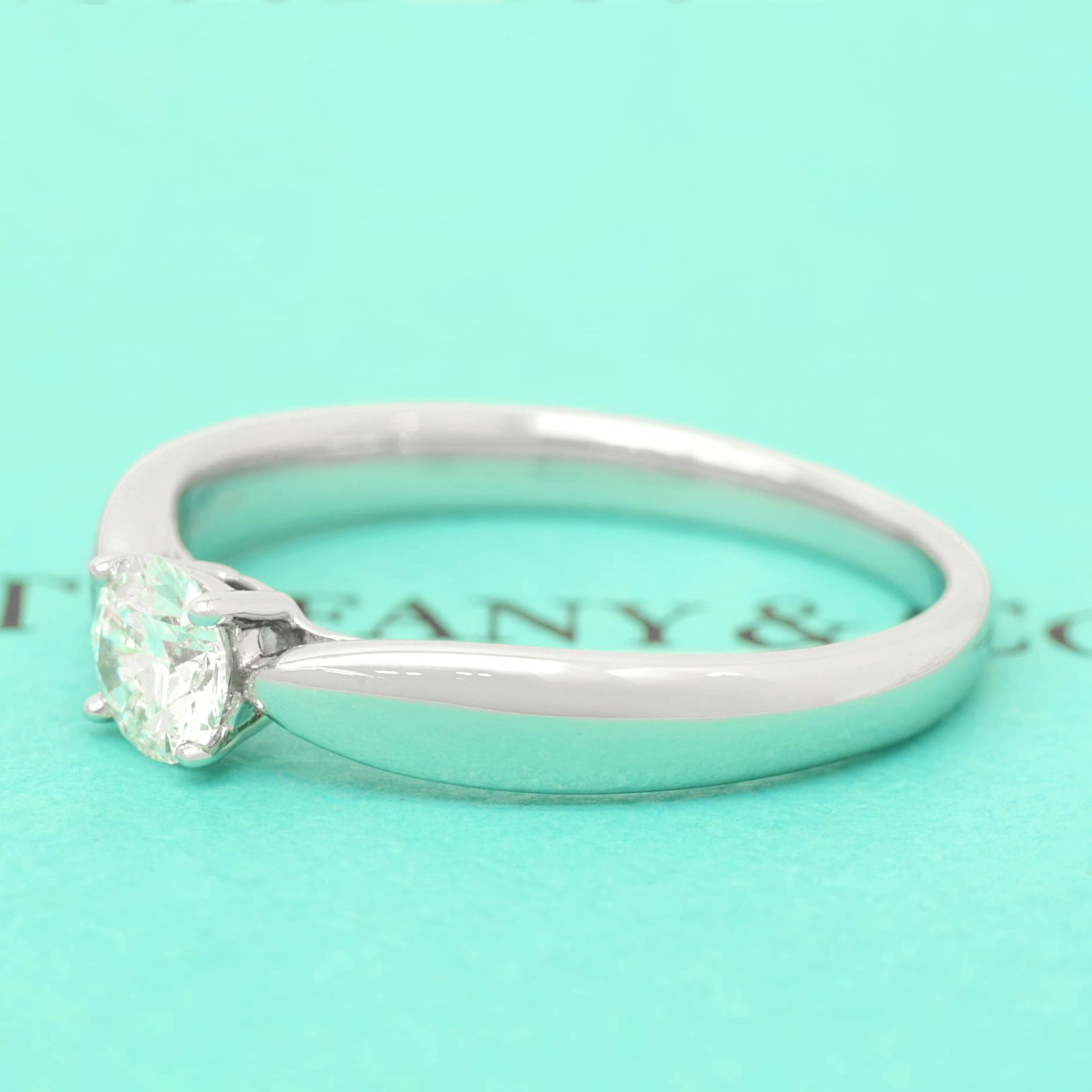Pt950 Tiffany ダイヤモンド リング 約9号 0.27ct/F/VVS2/EXCELLENT
