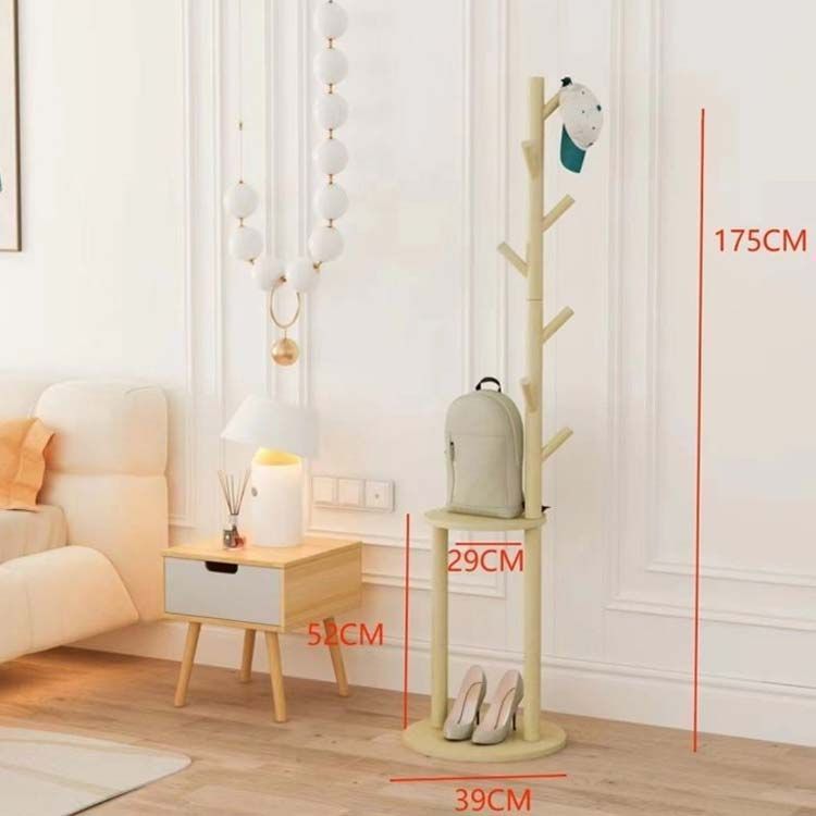 品質保証，SALE】 ポールハンガー 木製 棚付き シェルフ付き おしゃれ