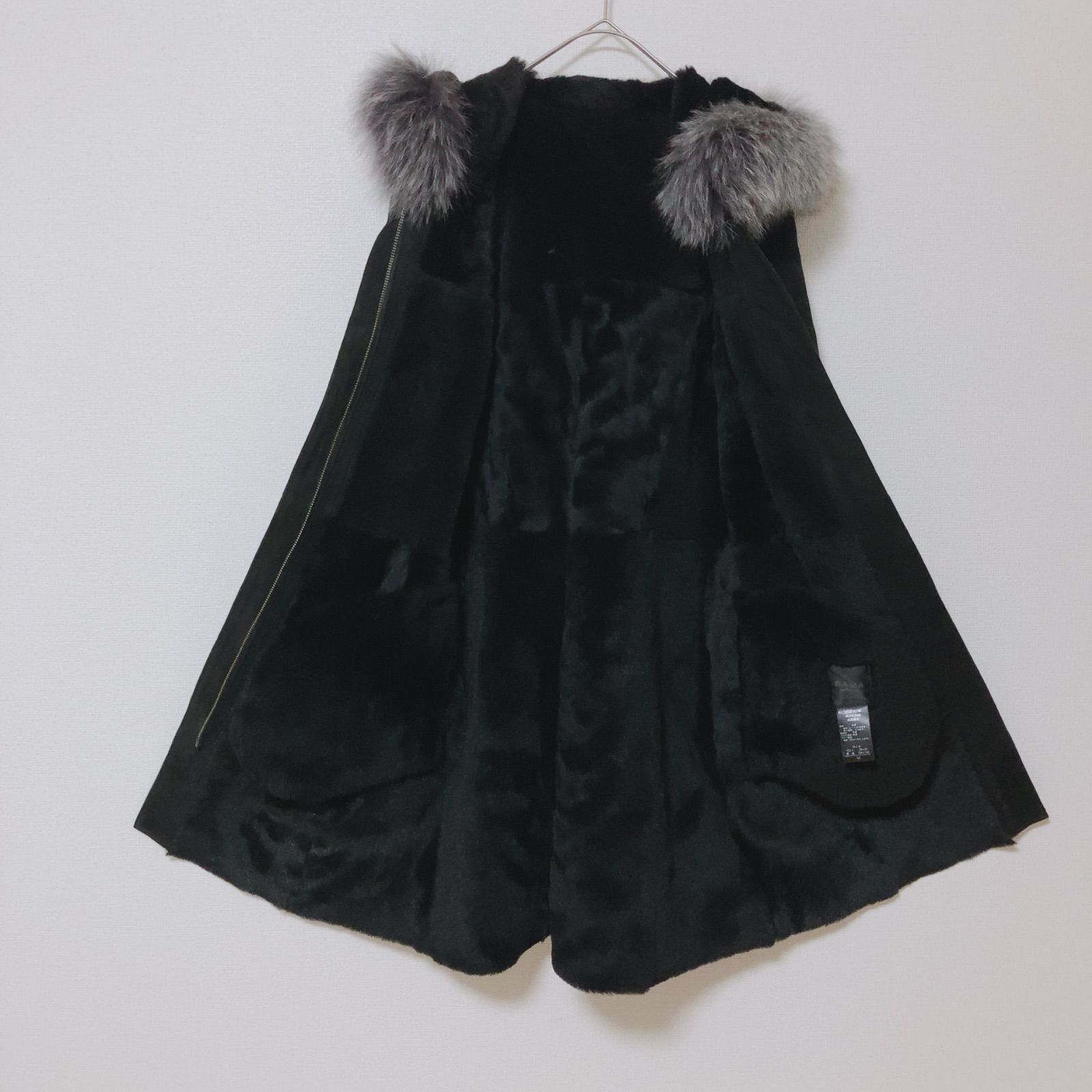 【美品】ダーマ・コレクション ムートンコート　羊革　ブルーフォックスファー　希少 美品】ダーマ・コレクション ムートンコート 羊革 ブルー