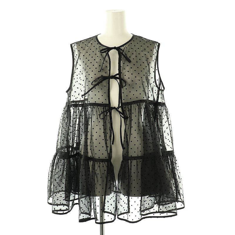 ヨリ yori 24SS ドットフロッキーティアードジレ ベスト シアー F ブラック |DF OS