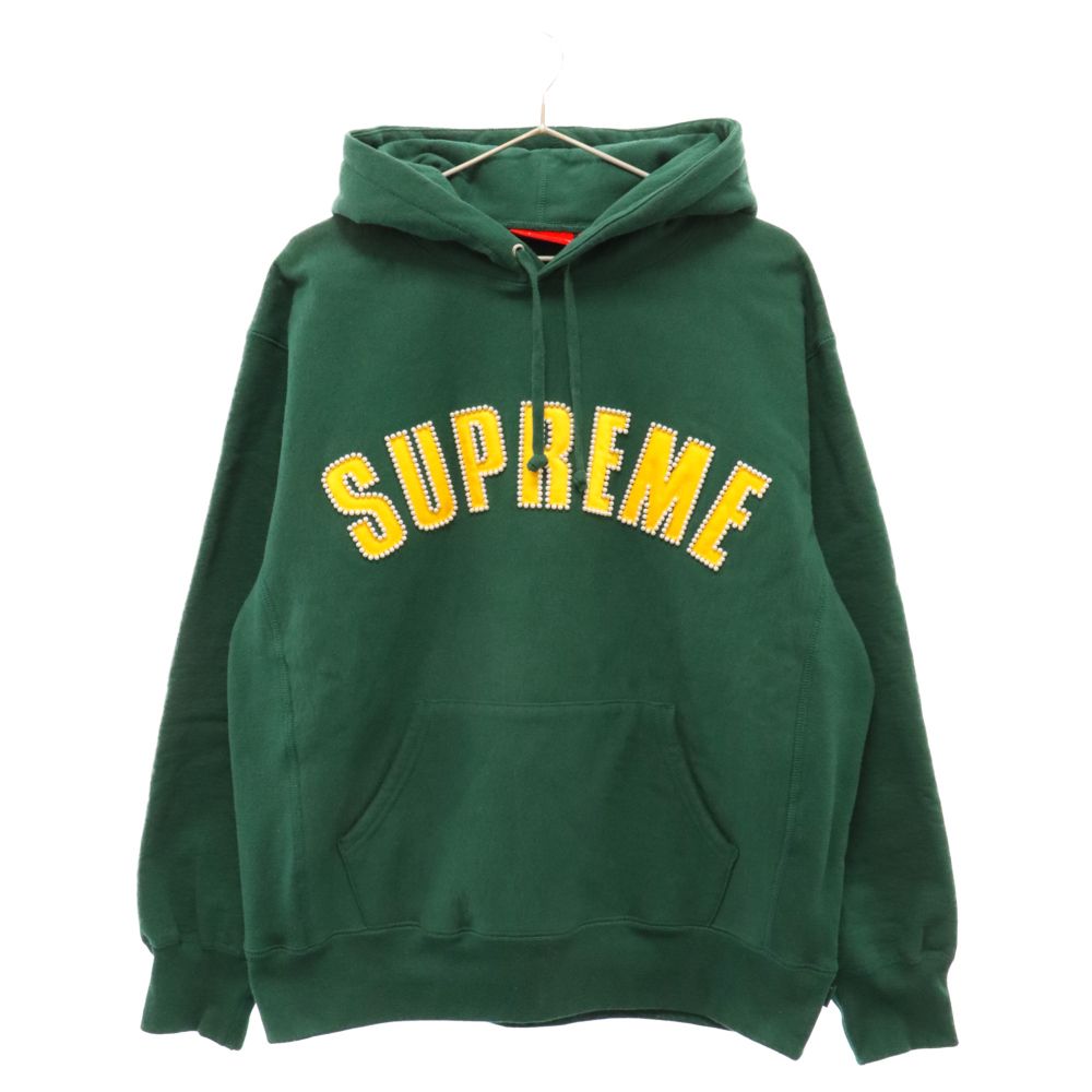 SUPREME (シュプリーム) 21AW Pearl Logo Hooded Sweatshirt パールロゴ プルオーバースウェットパーカー  グリーン/イエロー - メルカリ