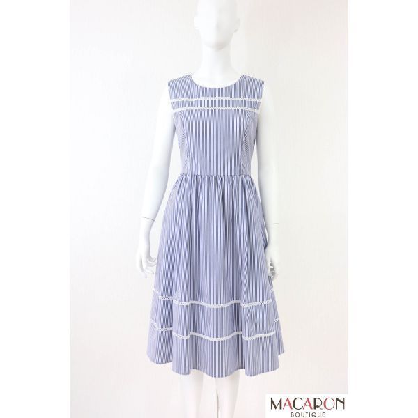 美品☆Reneルネ34 Sサイズ ストライプ　レースワンピース Rene☆ルネ はしごレースストライプワンピース 6926790 - メルカリ