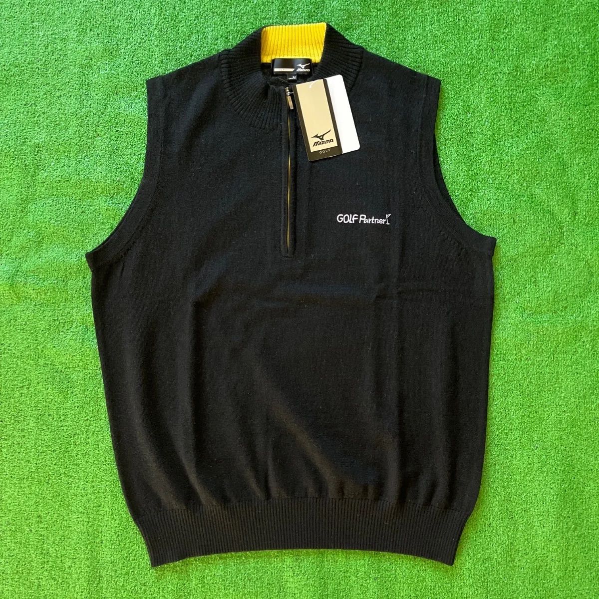新品 ミズノ ゴルフウェア ベスト Mサイズ 新品】MIZUNO GOLF ミズノゴルフ ロゴ刺繍 ハーフジップ ウール