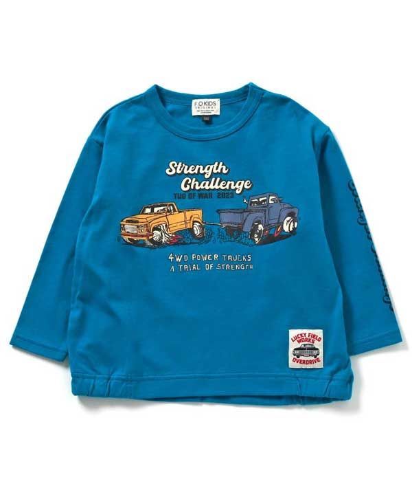 ★新品★エフオーキッズ（F.O.KIDS/f.o/FOキッズ）』4WD CAR 長袖Tシャツ　90cm　【キッズ/ベビー/子供服】(106114トップス　長袖　Tシャツ　お祝い　ギフト　出産祝い　ブルー ブラック　働＜車柄