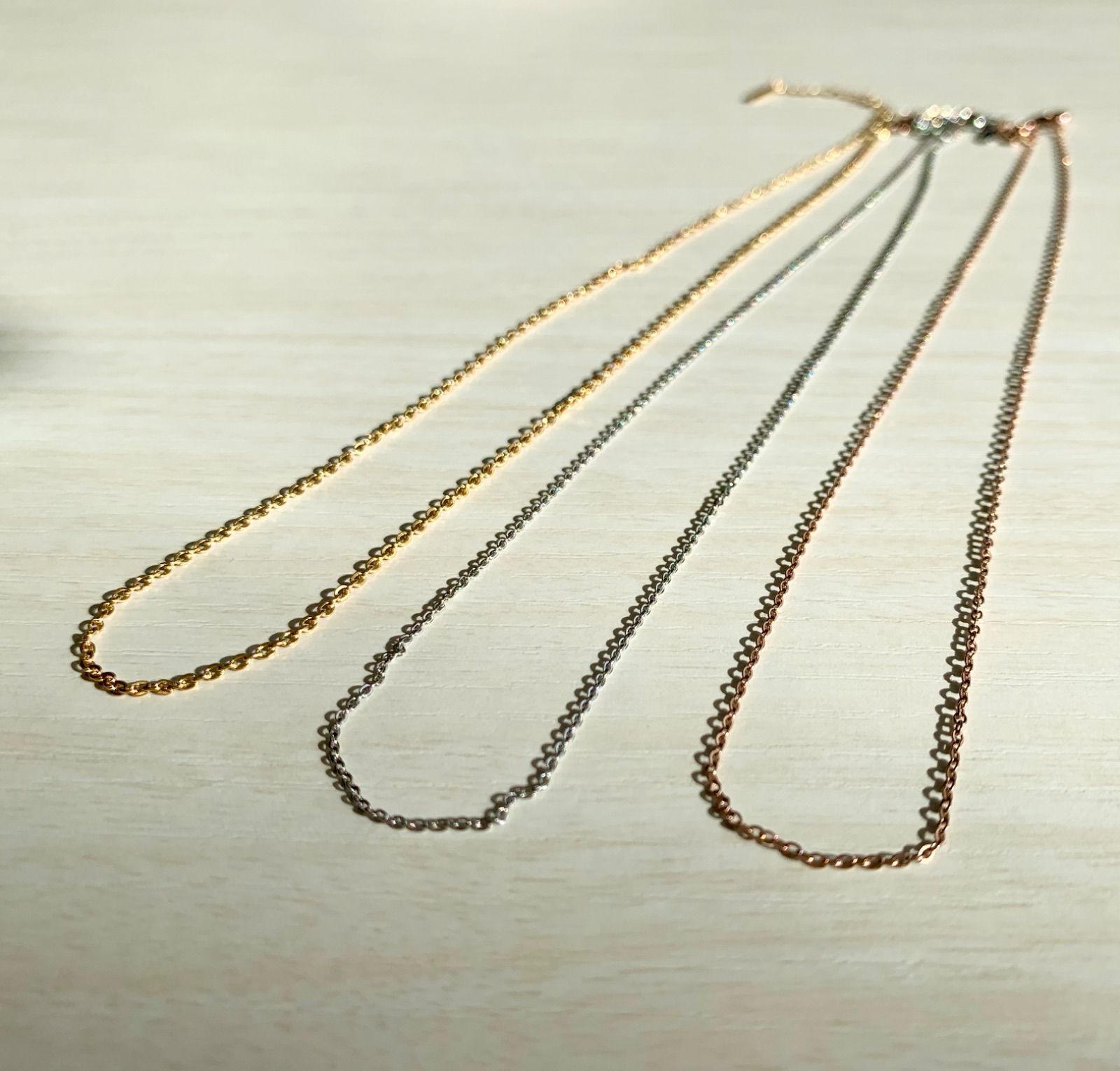 【 サージカルステンレス 316L 】 シンプル あずき チェーン ネックレス ( ピンクゴールド ) 金属アレルギー対応 / 錆びない つけっぱなし アクセサリー / ニッケルフリー / 送料無料 / ギフト ラッピング プレゼント