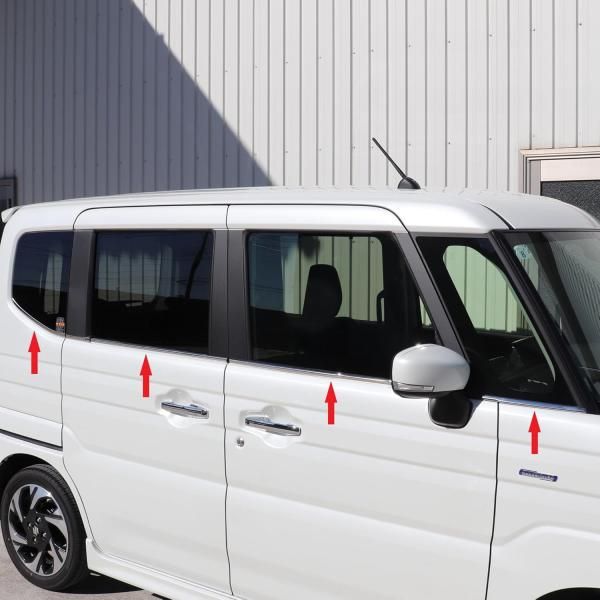 スペーシア カスタム 含む MK54S MK94S ステンレス ウィンドウ フレーム トリム ウェザーストリップ モール ガーニッシュ