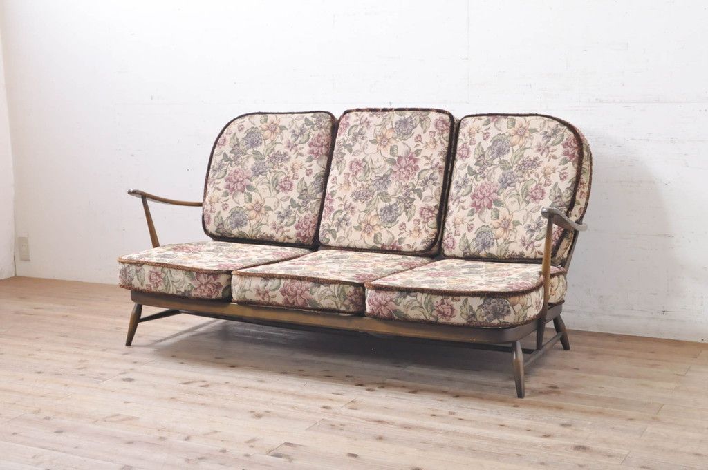 【ercol】アーコール ３シーター ソファ ビンテージ 張替済 美品 稀少 ercol】アーコール 3シーター ソファ ビンテージ 張替済 美品 稀少