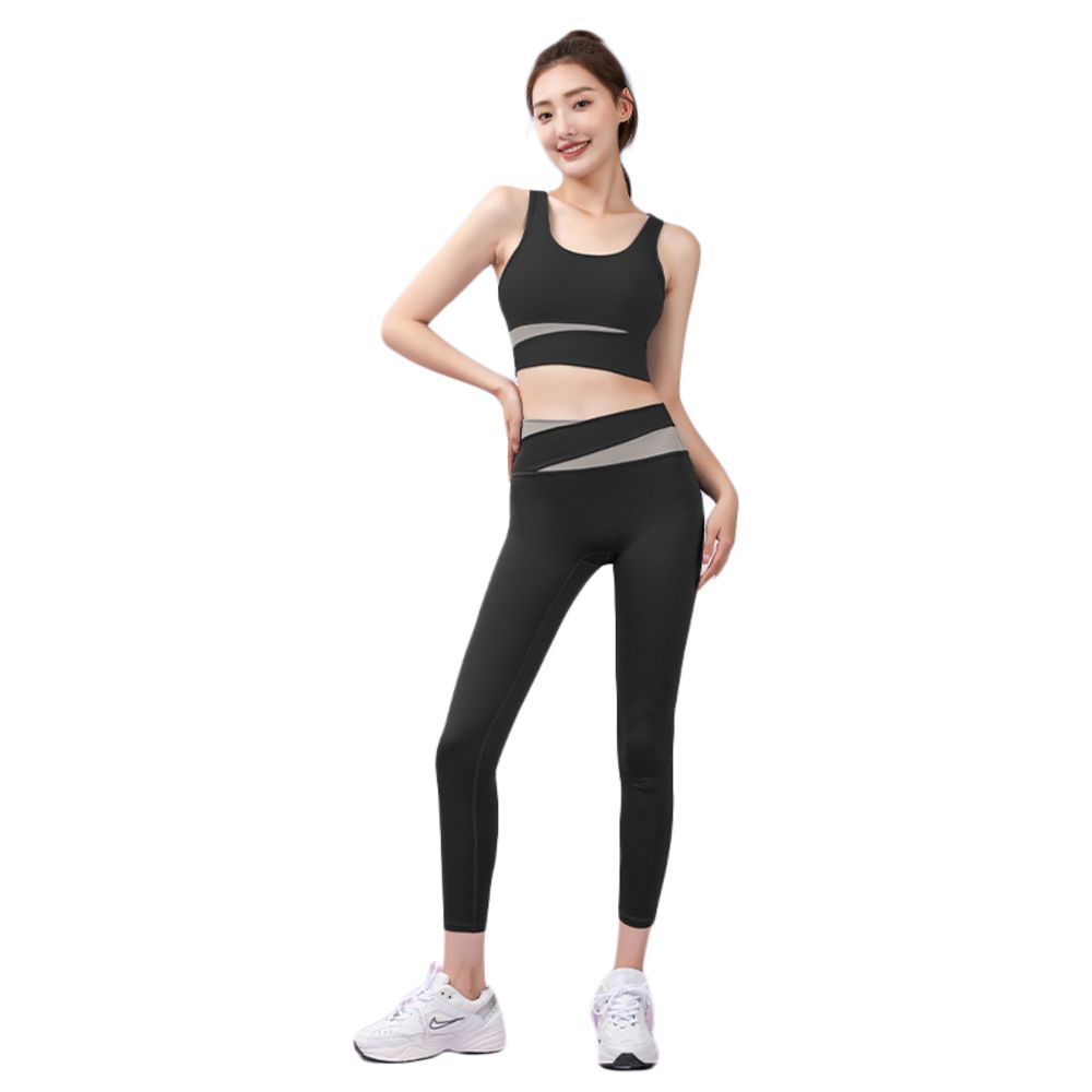 ヨガ・ピラティス ☆ ブラック ☆ Lサイズ ☆ ヨガ ウェア 上下セット kyogawear21 ヨガウェア 上下セット レディース スポーツブラ ヨガパンツ スポーツブラ付き 伸縮性 吸汗 速乾 大きいサイズ スポーツウェア 上下 セット フィットネスウェア ヨガ ジム