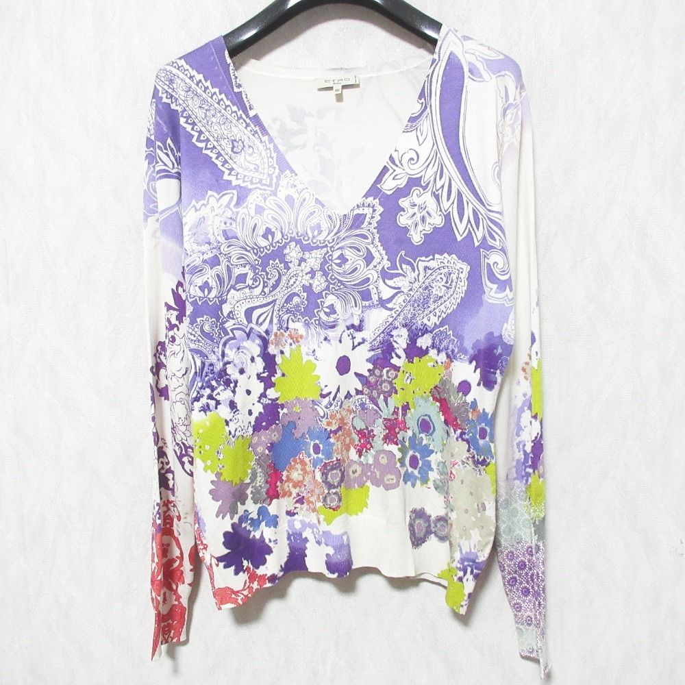 ETRO エトロ プリント半袖ニット オフホワイト ペイズリー柄