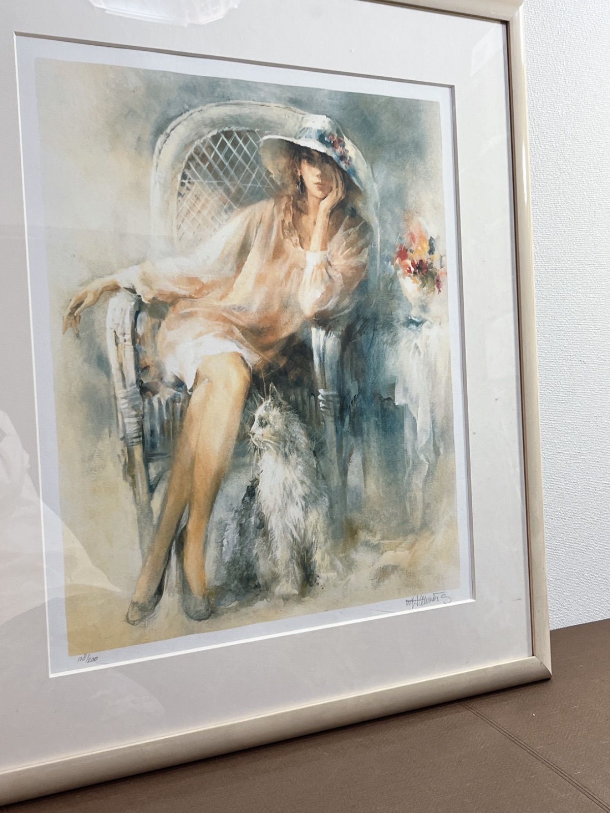 油彩画家 ウィルム ヘンラート イタリア製 絵画 額縁 輸入雑貨 複製画 アート ウィルム・ヘンラート リトグラフ『愛情』 - 国内外の優れた伝統